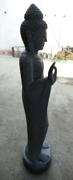 Product image 4 of the product “Standing Buddha with floral carving, Abudaya position. 40 x 31 x 154cm. Natural stone (river stone), stonemasonry ”